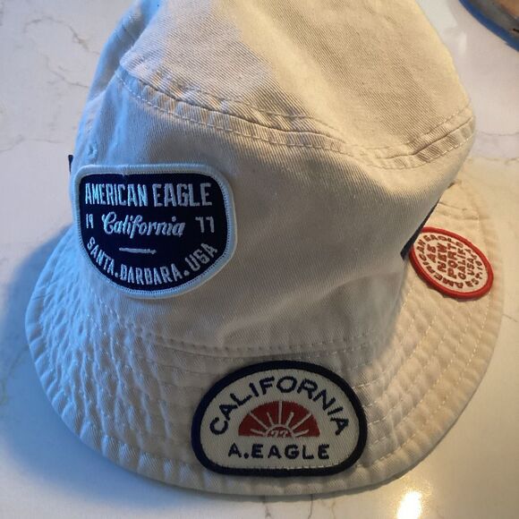 American Eagle Bucket Hat Sz S/M California Patches Beach - Picture 2 of 5
